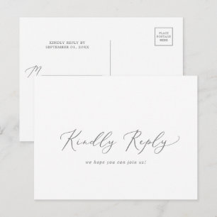Menú de caligrafía plateada Delicada Postcard RSVP