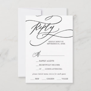 Menú de caligrafía romántica Tarjeta RSVP de elecc