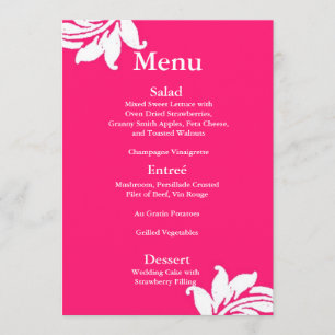 Menú de casamiento de damasco rosado caliente