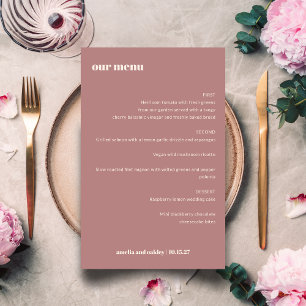 Menú de casamiento personalizado simple y denso Ro