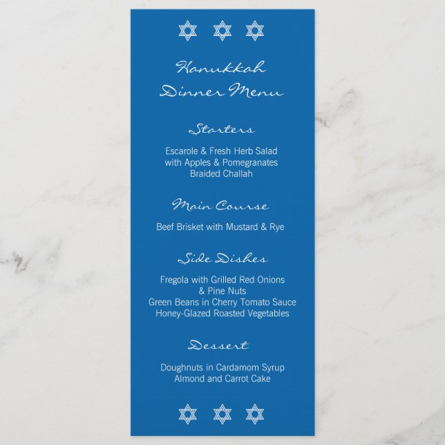 Menú de cena azul Hanukkah Motif (Anverso)