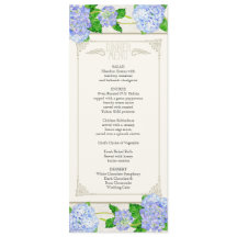 Menú de cena - Azul Hydrangea Lace Floral Formal