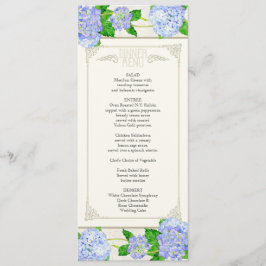 Menú de cena - Azul Hydrangea Lace Floral Formal