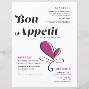 Menú de cena Boda Bon Appetit
