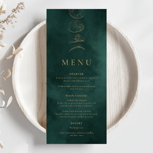 Menú de cena Boda Celestial Gold & Emerald Green