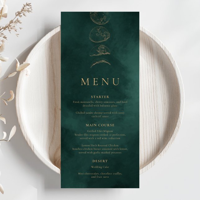Menú de cena Boda Celestial Gold & Emerald Green (Subido por el creador)