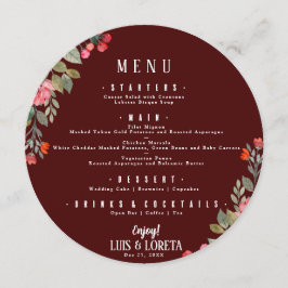 Menú de cena Boda de guiones