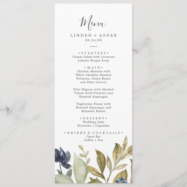 Menú de cena Boda de la vegetación otoñal (Anverso)