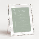 Menú de cena Boda de línea de limpieza de salchich<br><div class="desc">Elegante menú de cena de bodas con una línea limpia y sencilla con el menú inicial de la pareja. El fondo es verde salvia.</div>