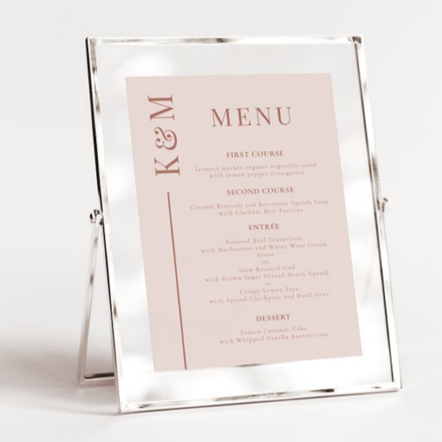 Menú de cena Boda de línea limpia rosa de Rubor (Subido por el creador)