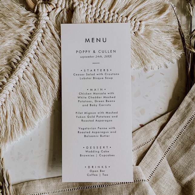 Menú de cena Boda de tipografía de moda (Subido por el creador)