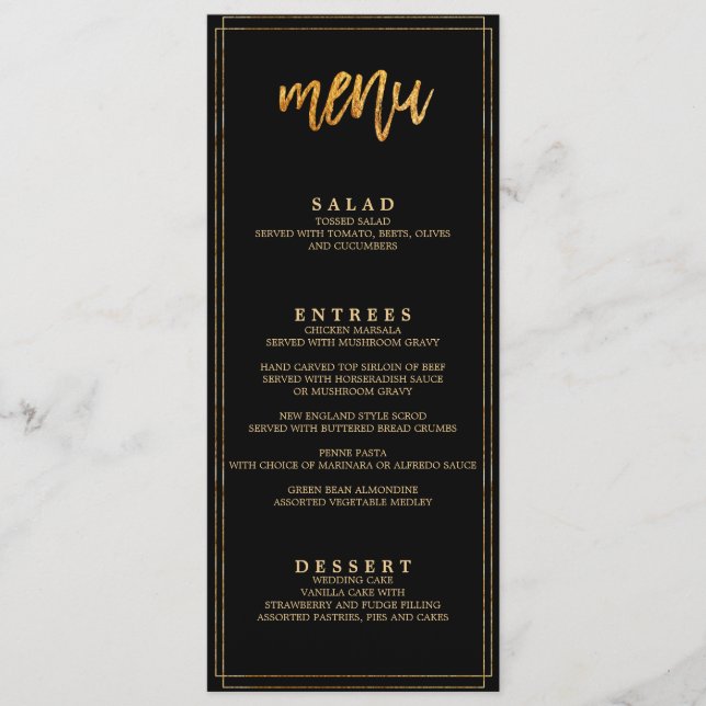 Menú de cena boda GLAM MODERNO (Anverso)