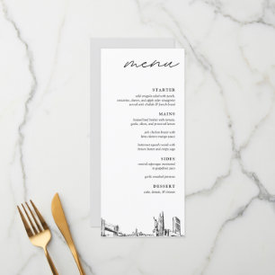 Menú de cena Boda moderno en el Skyline de la ciud