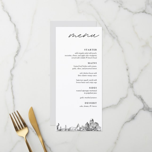 Menú de cena Boda moderno en el Skyline de San Pet (Anverso/Reverso In Situ)