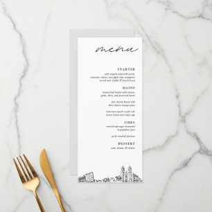 Menú de cena Boda moderno en Newark Skyline
