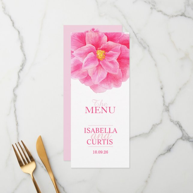 Menú de cena boda rosa camellia (Anverso/Reverso In Situ)