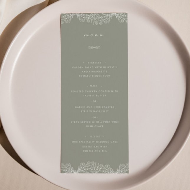 Menú de cena Boda verde sagaz floral semi (Subido por el creador)