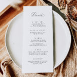 Menú de cena clásico Tarjeta de comida de la recep<br><div class="desc">Nuestra tarjeta de menú personalizado ofrece caligrafía moderna para informar a sus huéspedes sobre las opciones de comida en su boda o evento. Este artículo es parte de nuestra colección de Goldie G100,  por favor compre nuestra tienda para productos a juego.</div>