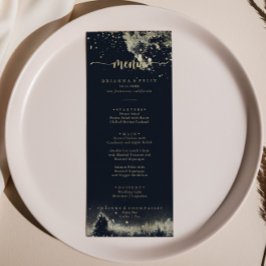 Menú de cena con caligrafía de color dorado
