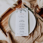 Menú de cena con flores rosa rosa y polvoriento cl<br><div class="desc">Esta carta clásica con una polvorienta rosa rosa y floral es perfecta para un boda rústico. El diseño presenta unas elegantes rosas rosadas polvorientas de color acuático y un follaje verde, cuidadosamente montado en bonitos ramos. Este menú se puede utilizar para la recepción de bodas, la cena de ensayo, la...</div>
