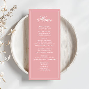 Menú de cena con guión de caligrafía de Boda rosa