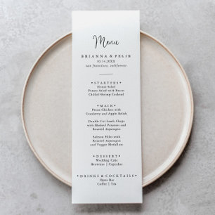 Menú de cena con guión elegante