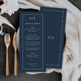 Menú de cena con monograma clásico de boda