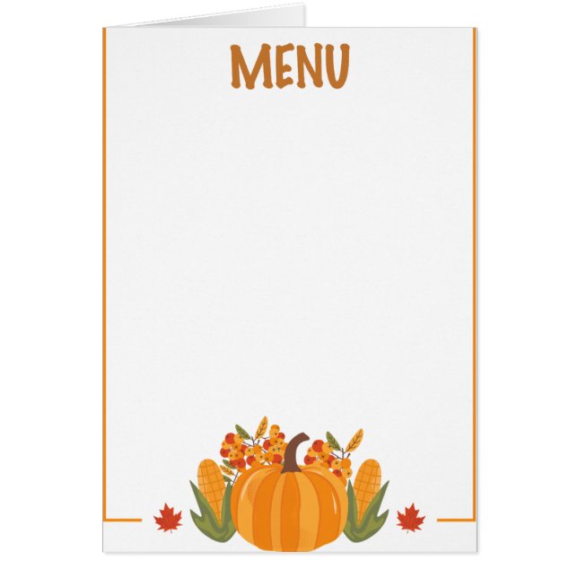 menú de cena de Acción de Gracias estilo 10.retro  (Frente)