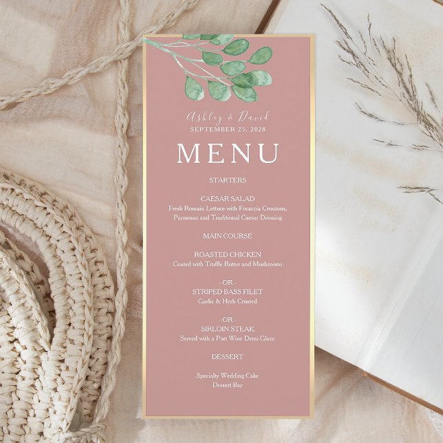 Menú de Cena de Boda Botánica Rosa Polvorienta (Subido por el creador)