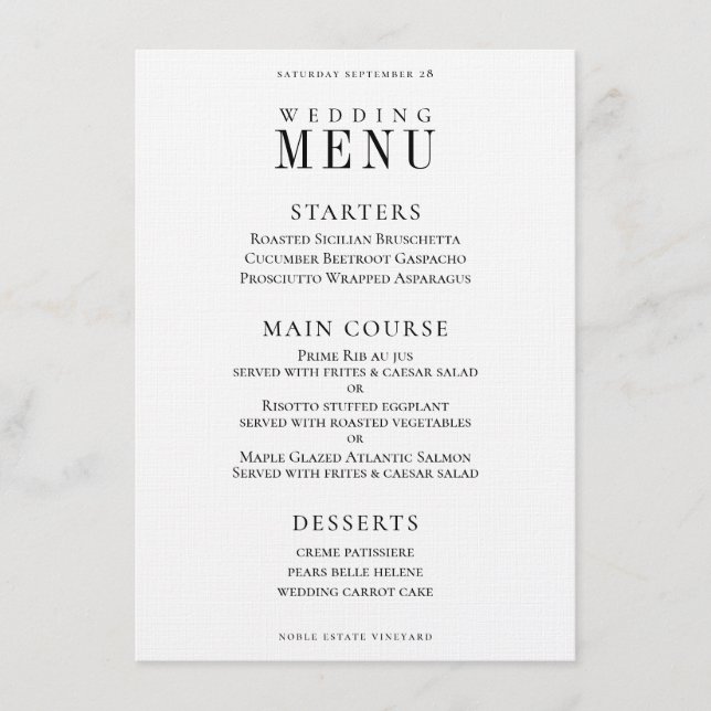 Menú de cena de Boda clásico Sprig Wreath (Anverso)