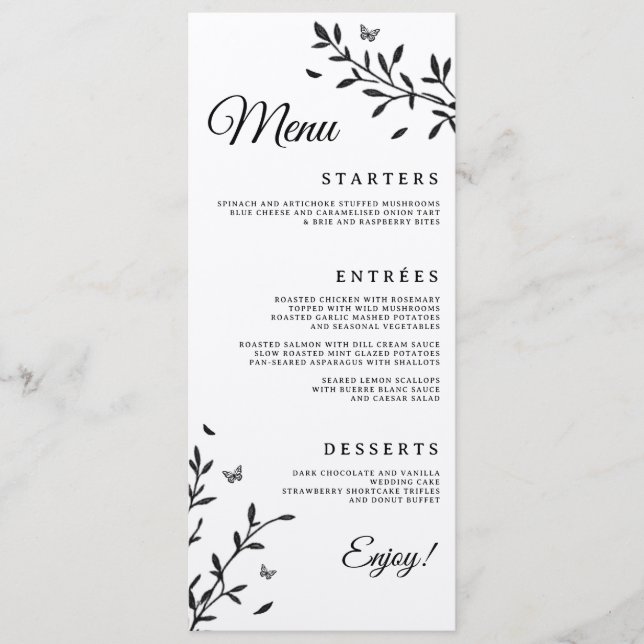 Menú de cena de boda con encanto boscoso (Anverso)