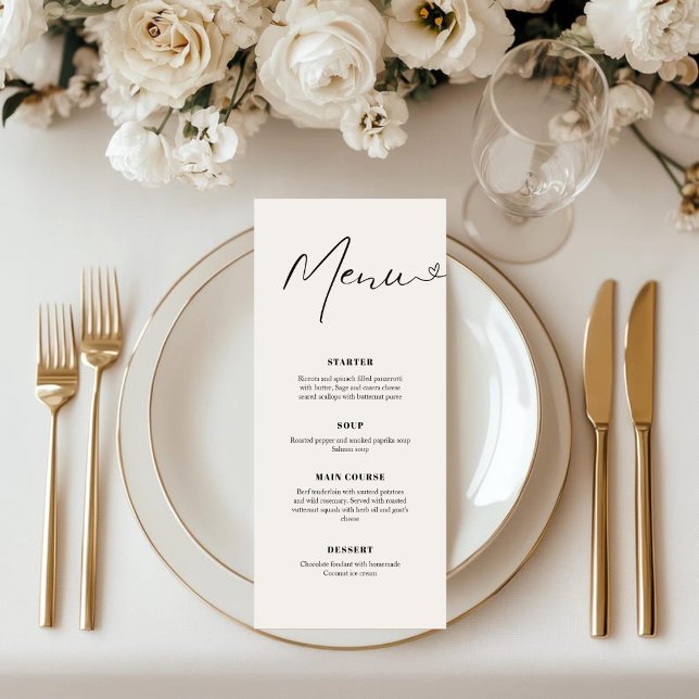 Menú de Cena de Boda con Letra a Mano Moderna y El (Subido por el creador)