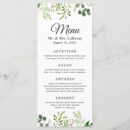 Menú de Cena de Boda con Verde de Eucalipto