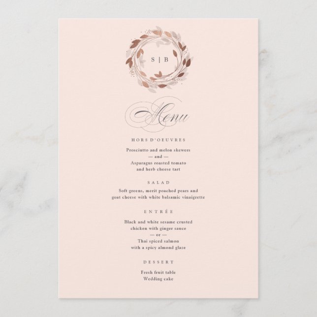 Menú de cena de boda de corona de magnolia (Anverso)