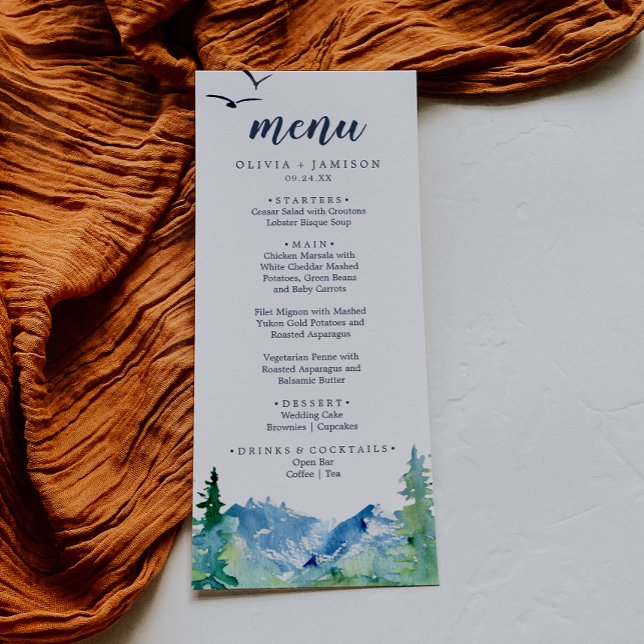 Menú de cena de Boda de destino de Montaña Rocosa (Subido por el creador)