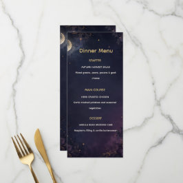 Menú de Cena de Boda Editable Celesial Gótico