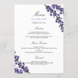 Menú de cena de boda elegante de lavanda