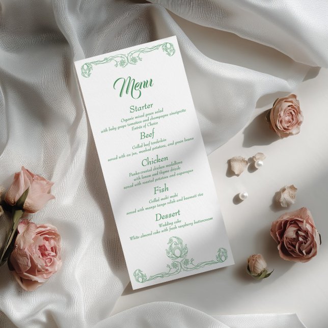 Menú de cena de boda elegante - Filigrana de rosa  (Subido por el creador)