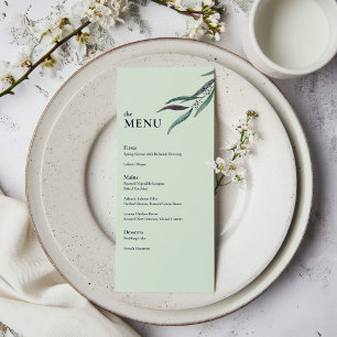 Menú de cena de boda en el jardín botánico de euca