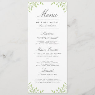 Menú de cena de Boda en el Jardín Secreto - Verde