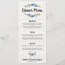 Menú de Cena de Boda Floral y Flechas Boho Rústico