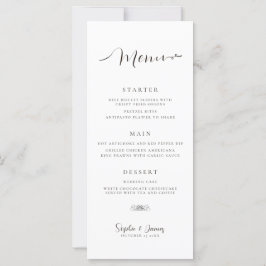 Menú de Cena de Boda Minimalista Blanco Moderno