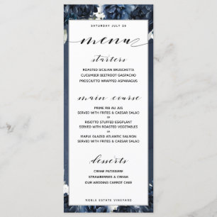 Menú de cena de Boda Navy Peony