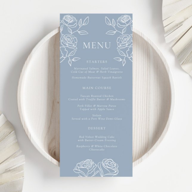 Menú de Cena de Boda Romántica Rosa Azul Polvorien (Subido por el creador)