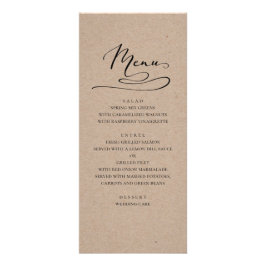 Menú de cena de boda rústica. Sencillo moderno cam