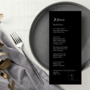Menú de cena de boda simple en blanco y negro ROE