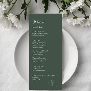 Menú de cena de boda simple ROE verde oscuro y bla