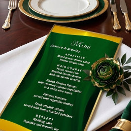 Menú de cena de boda simple y elegante esmeralda v