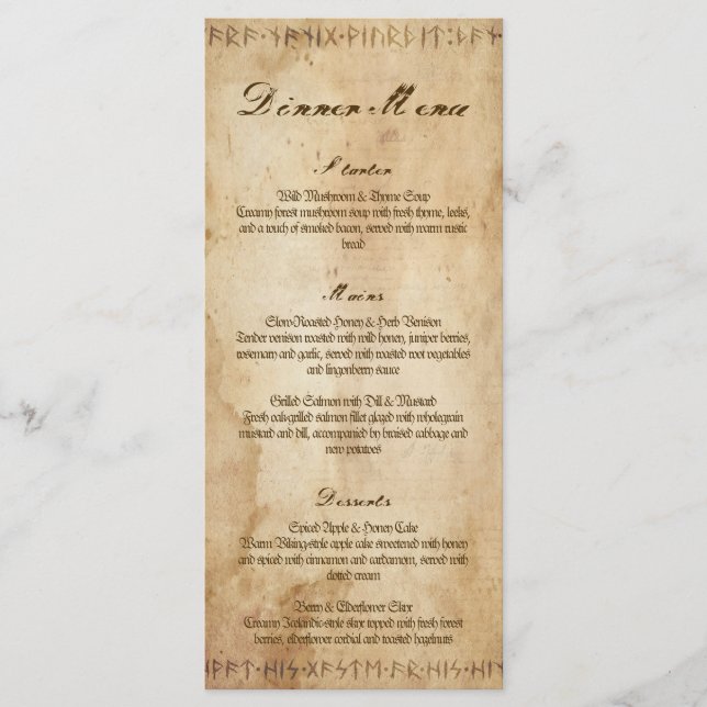 Menú de cena de boda vikinga nórdica  (Anverso)