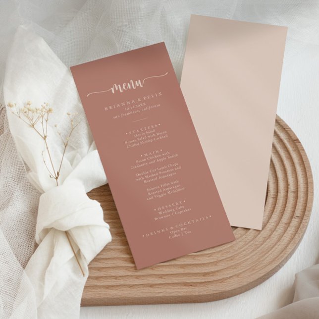 Menú de cena de caligrafía minimalista Terracotta (Subido por el creador)